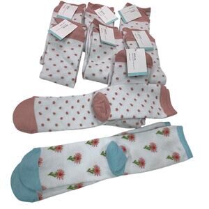 Lot of 9 New Gertex Womens Size 9-11 PolySpandex Polka Dot Floral Crew Socks